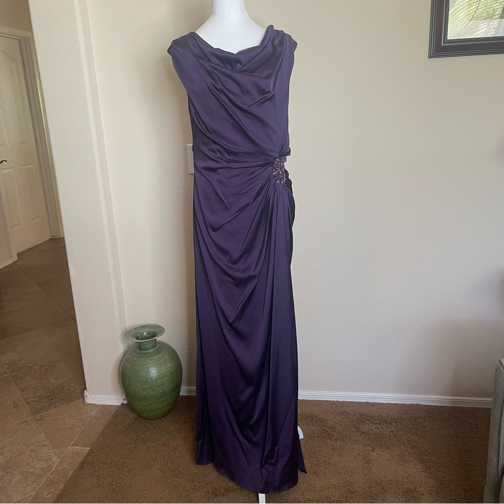 Patra Deep Purple Maxi Dress with Ruched Detail - Picture 4 of 11